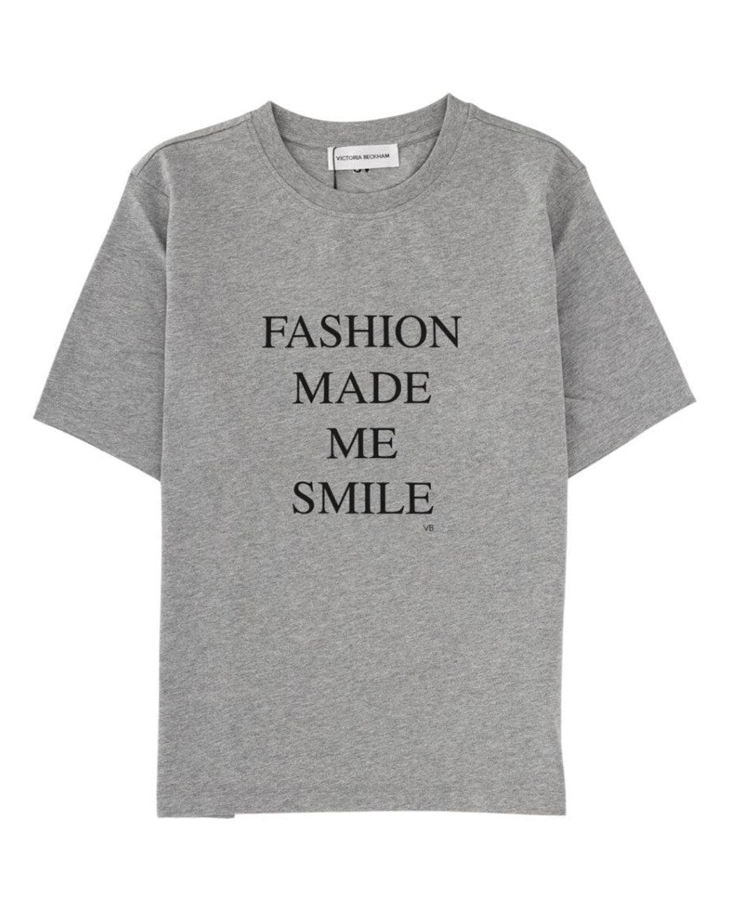 Victoria Beckham Gray Graphic Crew Neck T-Shirt