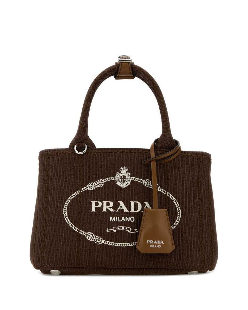 Prada Brown Logo Mini Tote