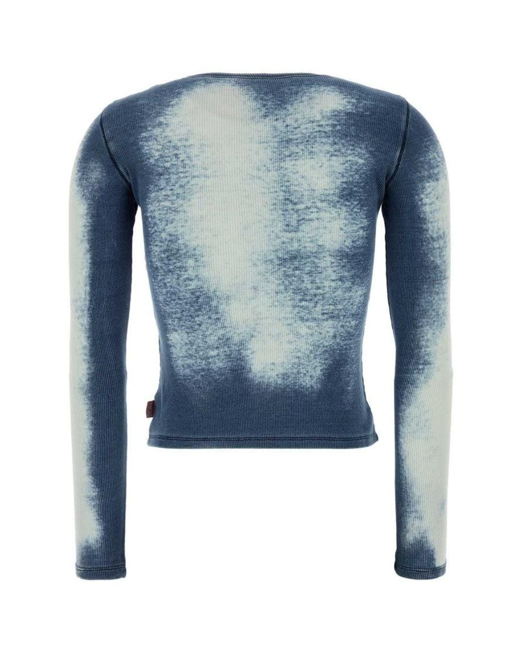 DIESEL Blue Tie-Dye Round Neck Top