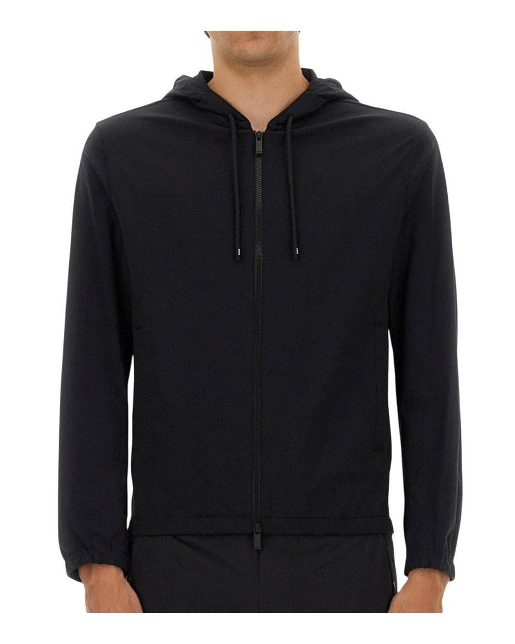 Boss Blue Solid Hood Jacket for men