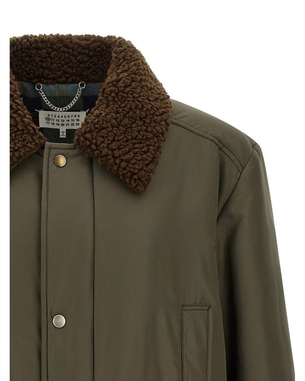 Maison Margiela Green Solid Shirt Collar Jacket for men
