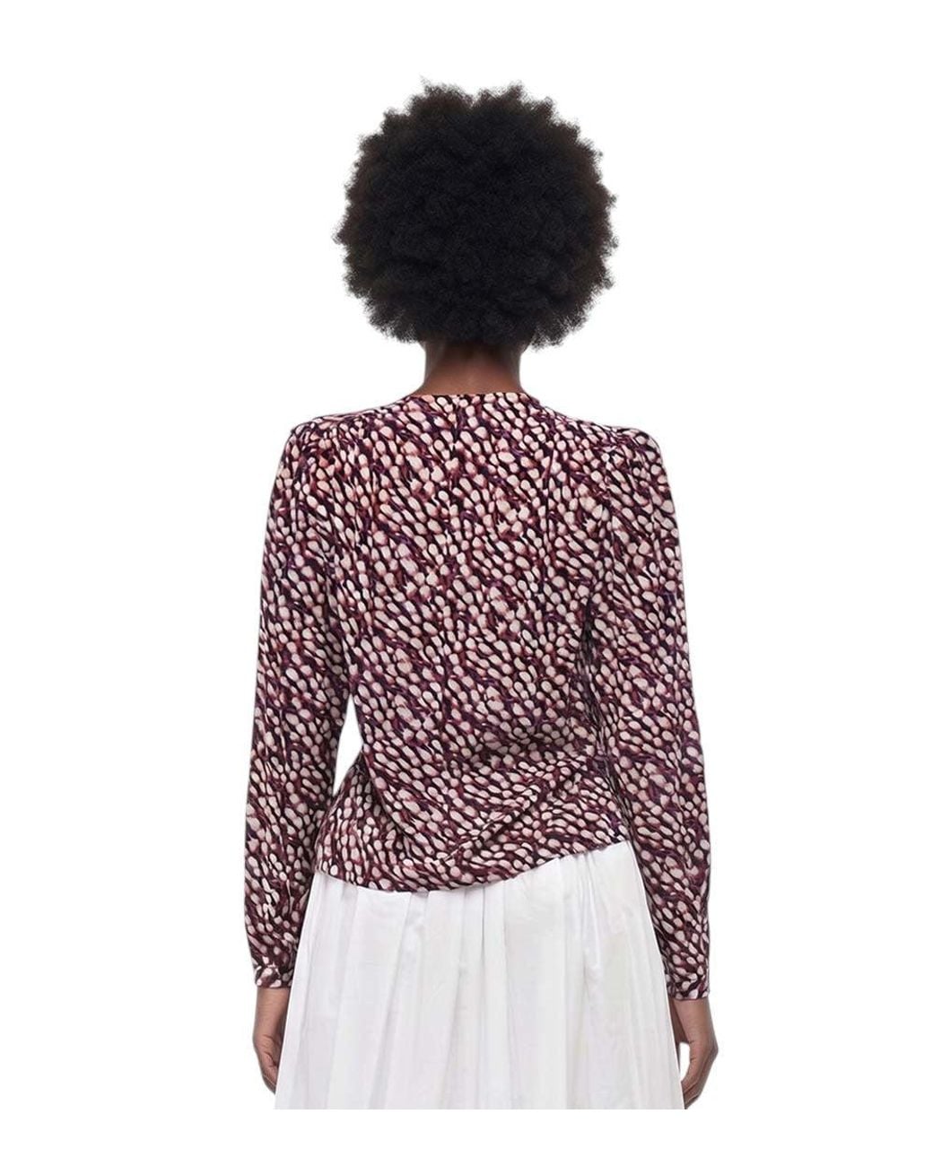 Isabel Marant Purple Printed V Neck Top