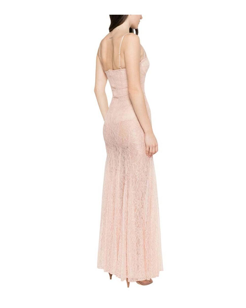 Elisabetta Franchi Pink Light Sweet Heart Neck Maxi Dress