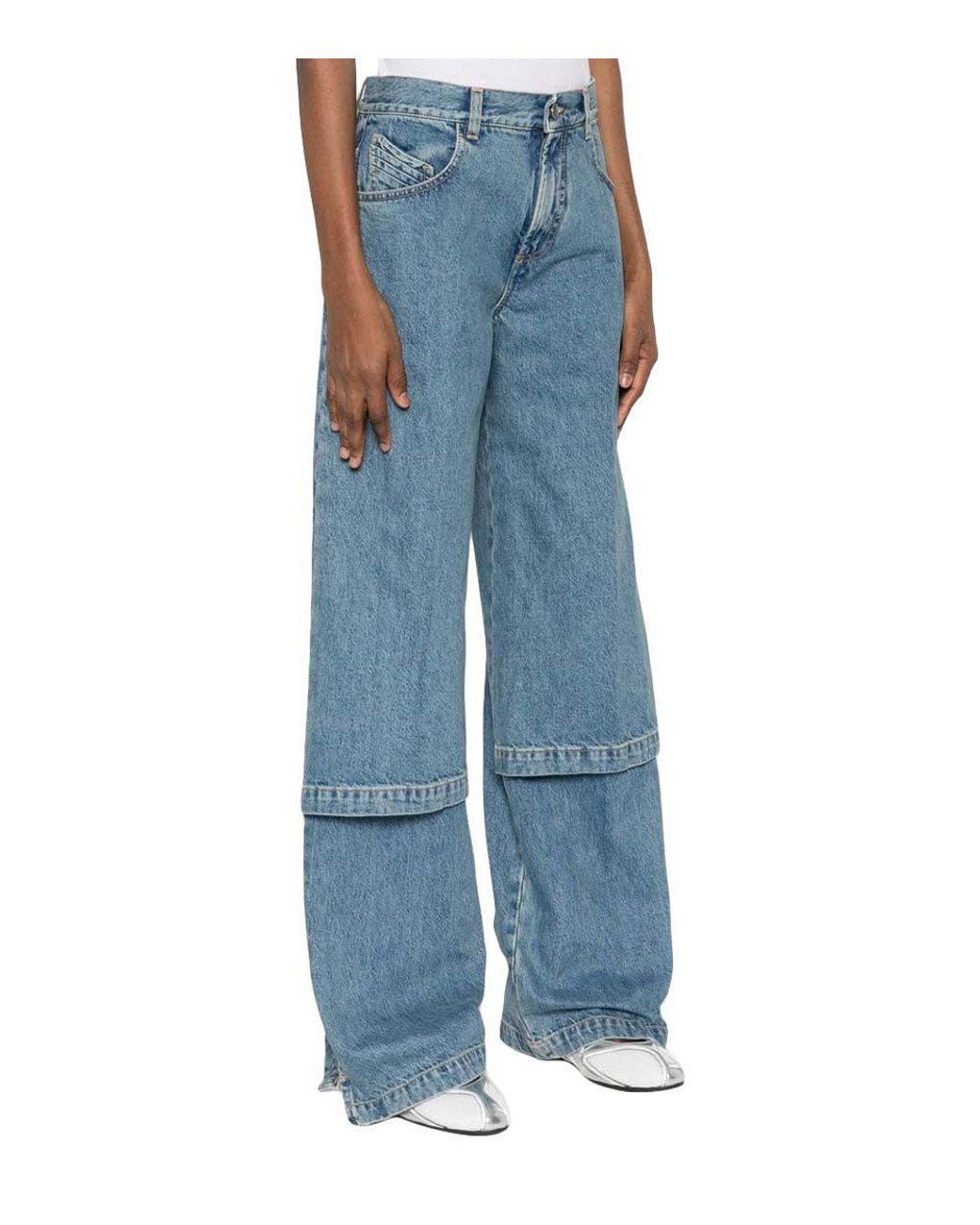 The Attico Blue Straight High Rise Jean
