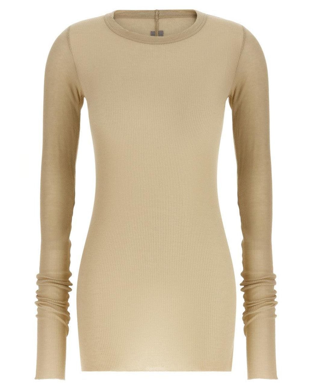Rick Owens Natural Viscose Long Sleeve T-Shirt