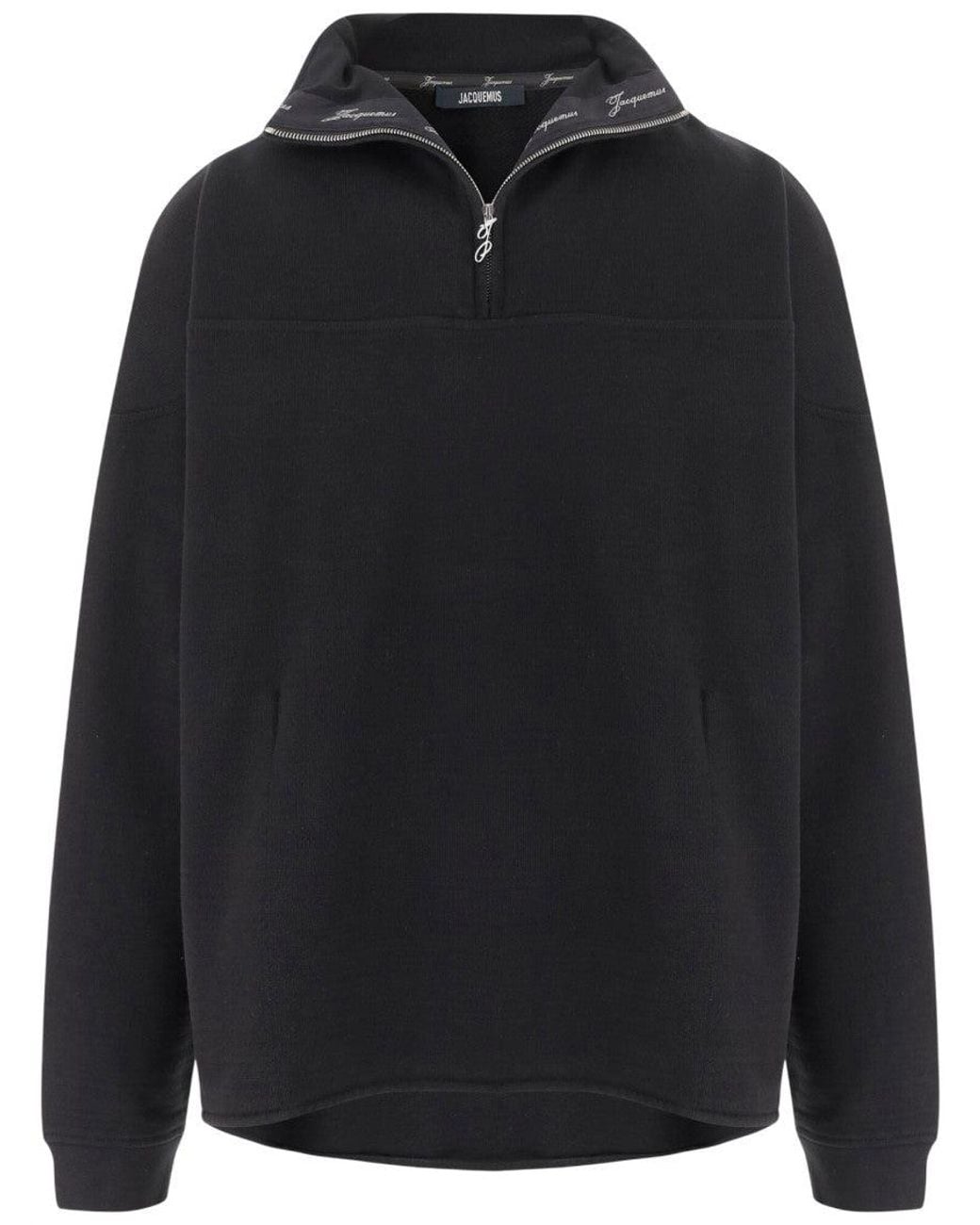 Jacquemus Black Mock Collar Sweatshirt for men