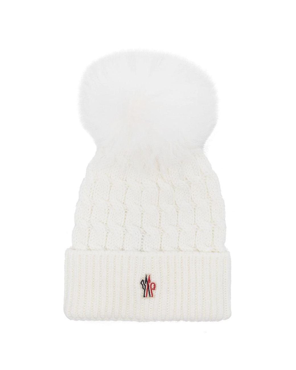 Moncler White Grenoble Knitted Beanie Cap