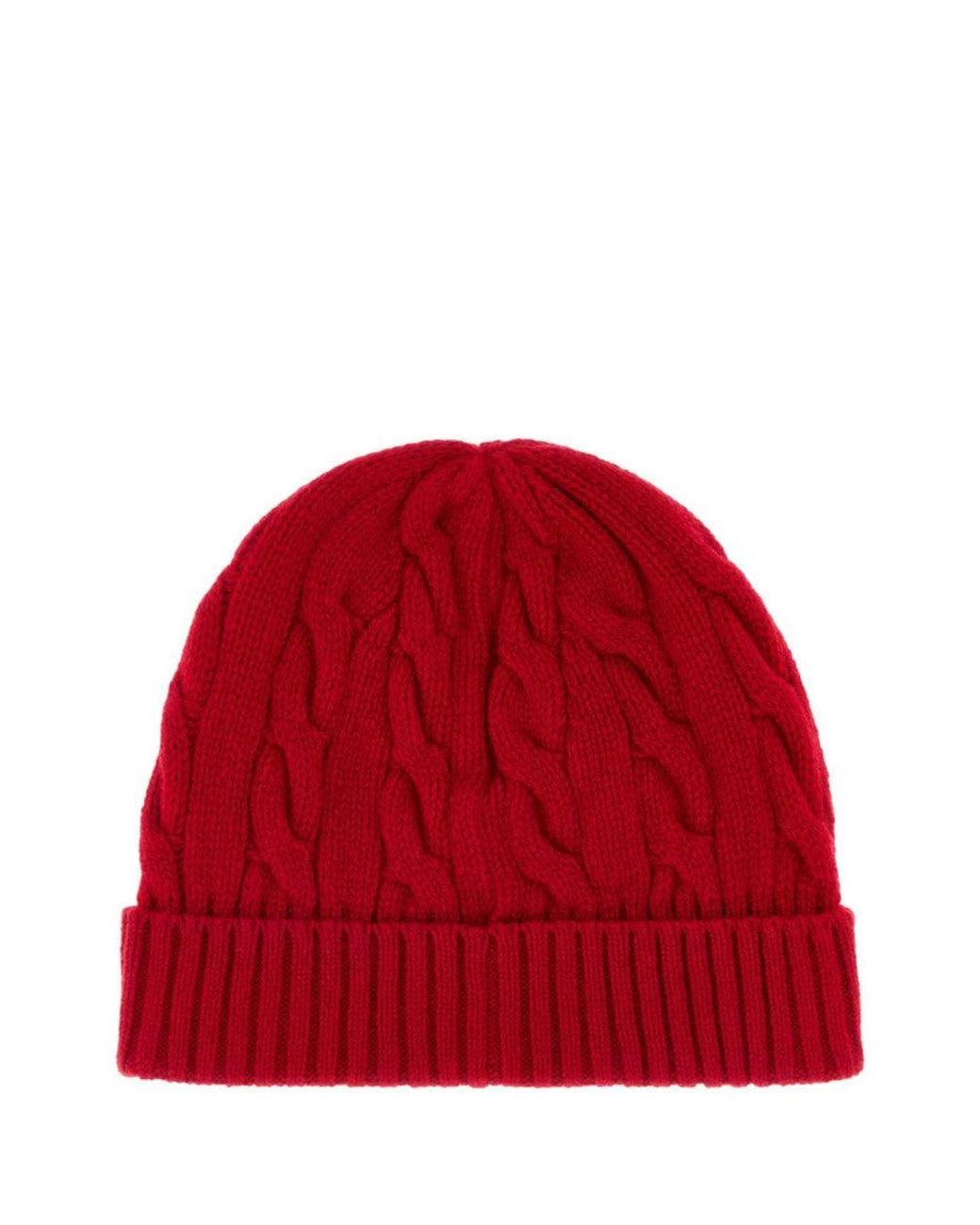 Polo Ralph Lauren Red Knitted Beanie Cap for men