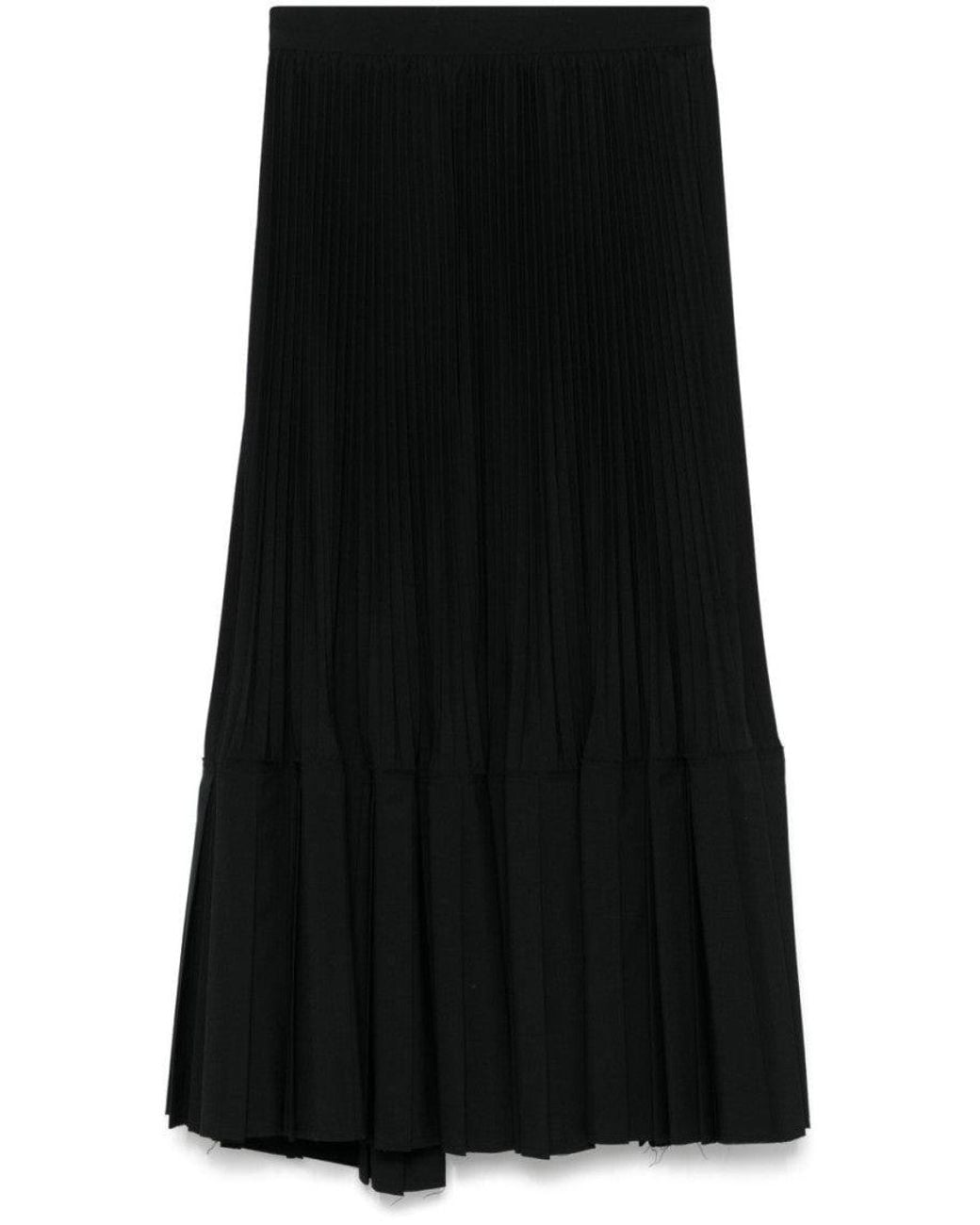 Junya Watanabe Black Pleated Midi Skirt