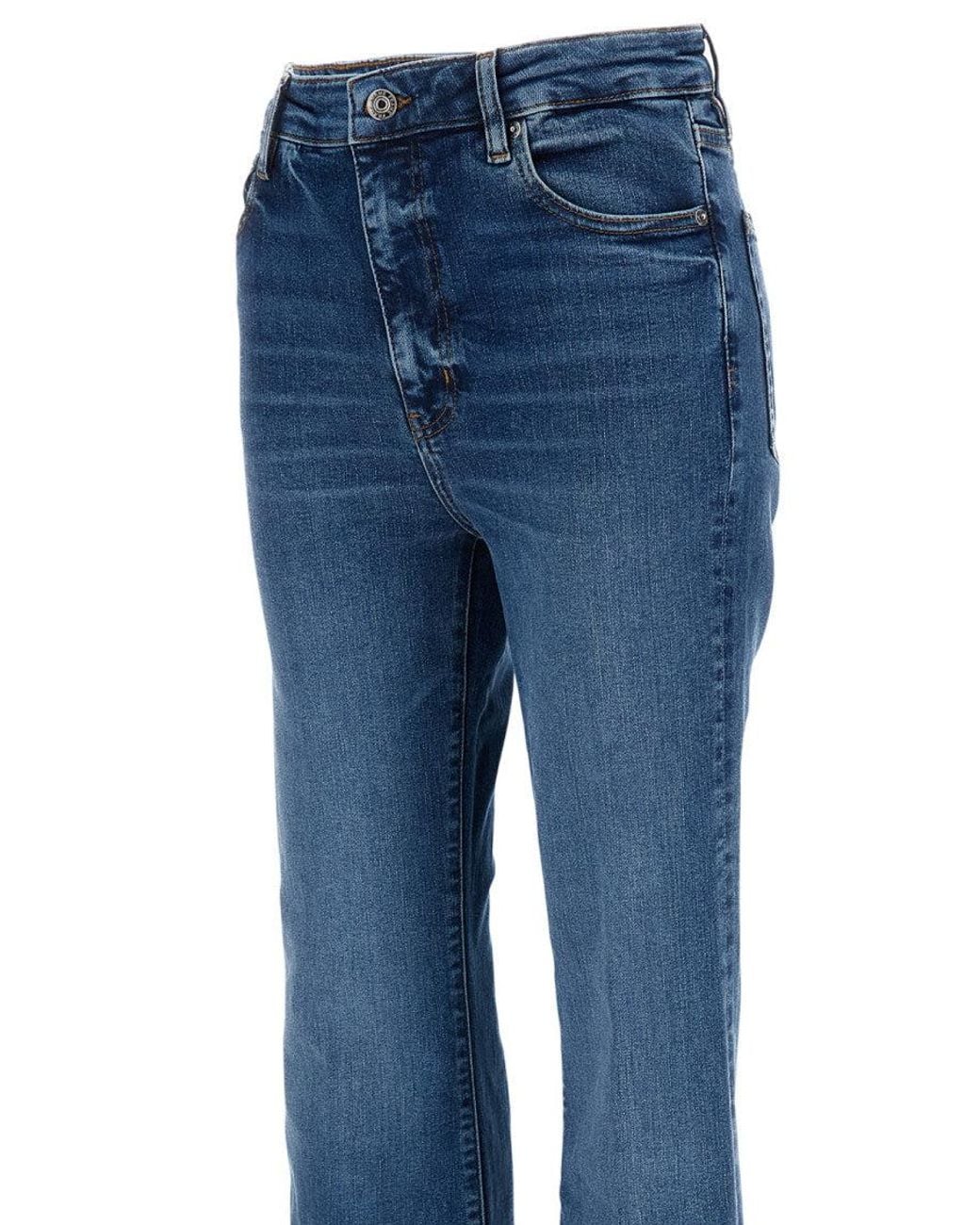 FRAME Blue Flared High Rise Jeans