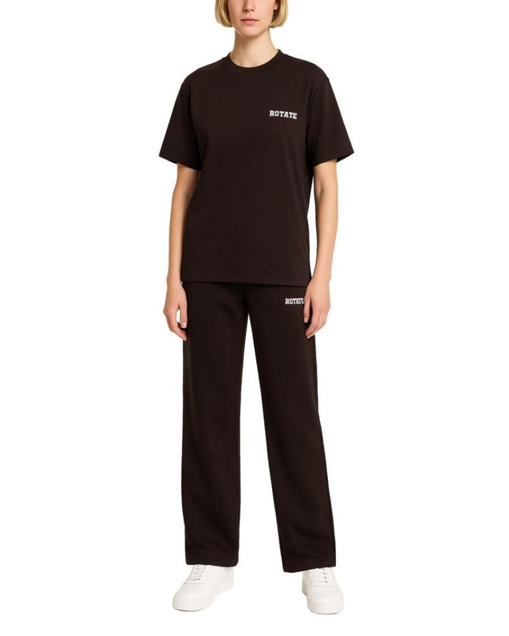 ROTATE BIRGER CHRISTENSEN Black Logo Crew Neck T-Shirt
