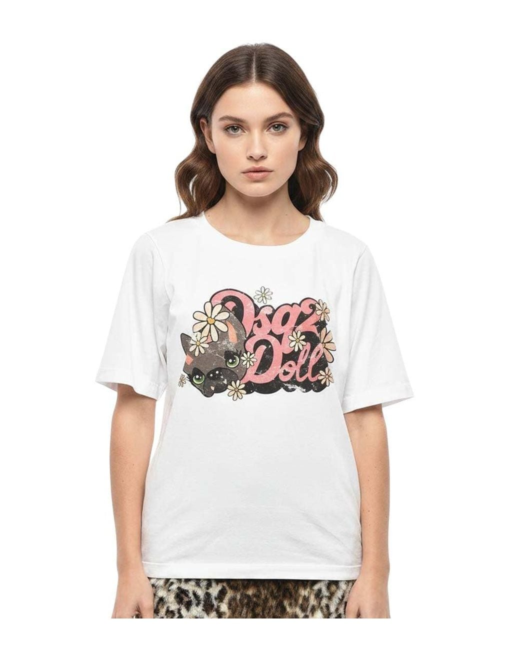 DSquared² White Graphic Crew Neck T-Shirt