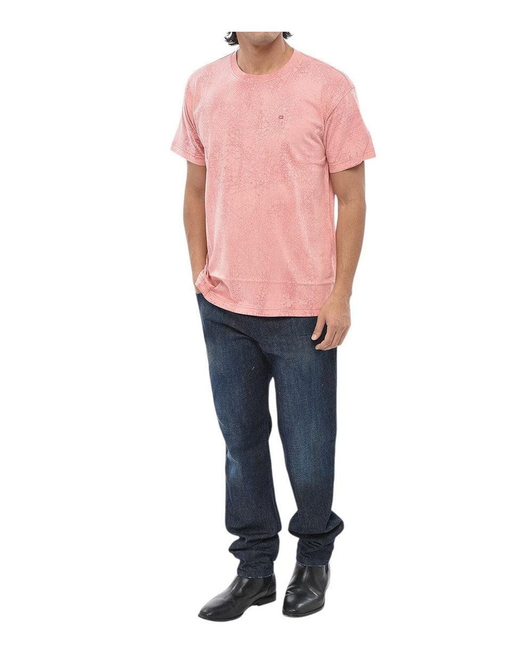 DIESEL Pink Crew Neck T-Shirt for men