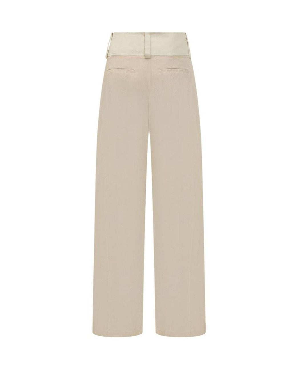Sportmax Natural Tailored Straight-Leg Trousers With Pleats
