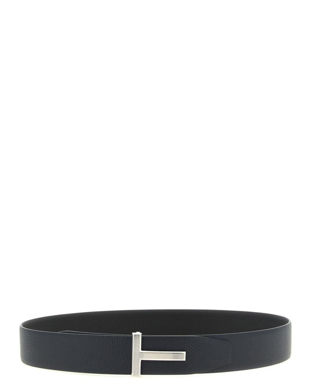 Tom Ford White T Buckle Reversible Belt for men