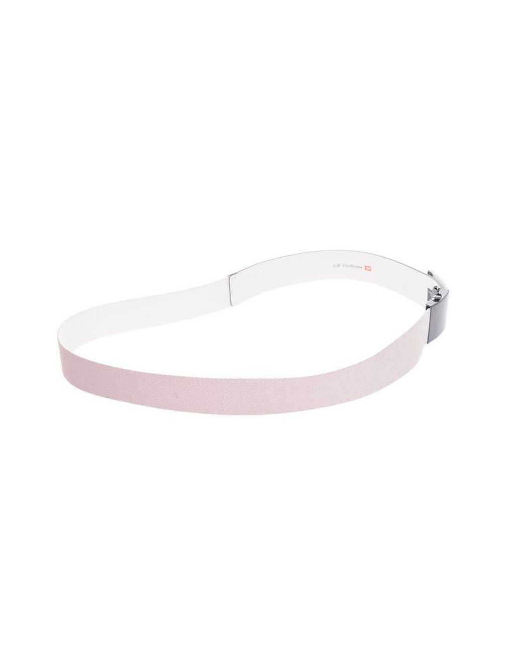 DIESEL White Solid Belt for men