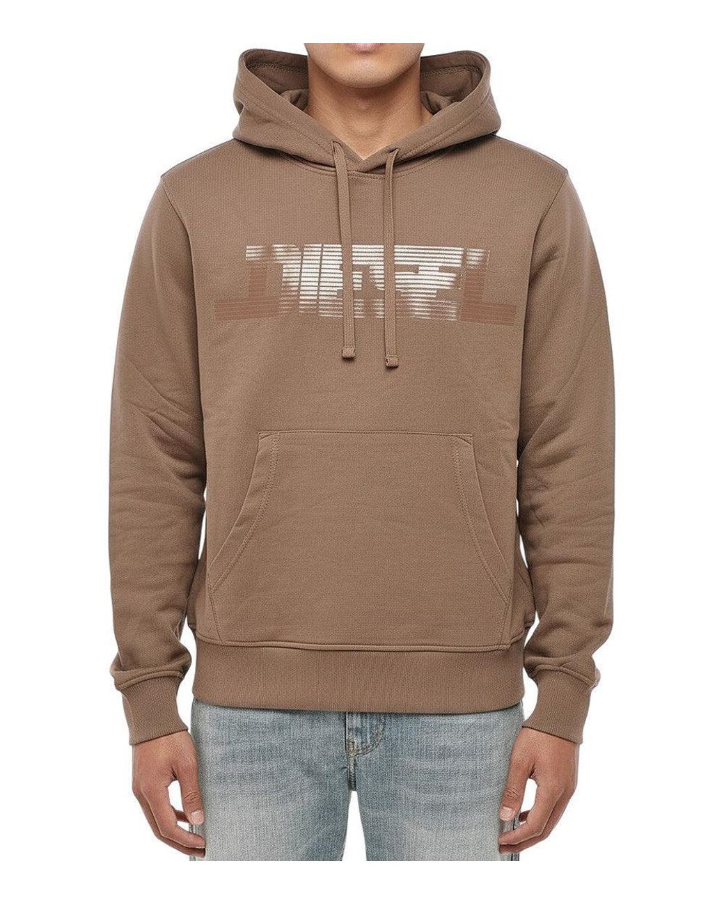 DIESEL Brown Logo Regular Hoodie for men