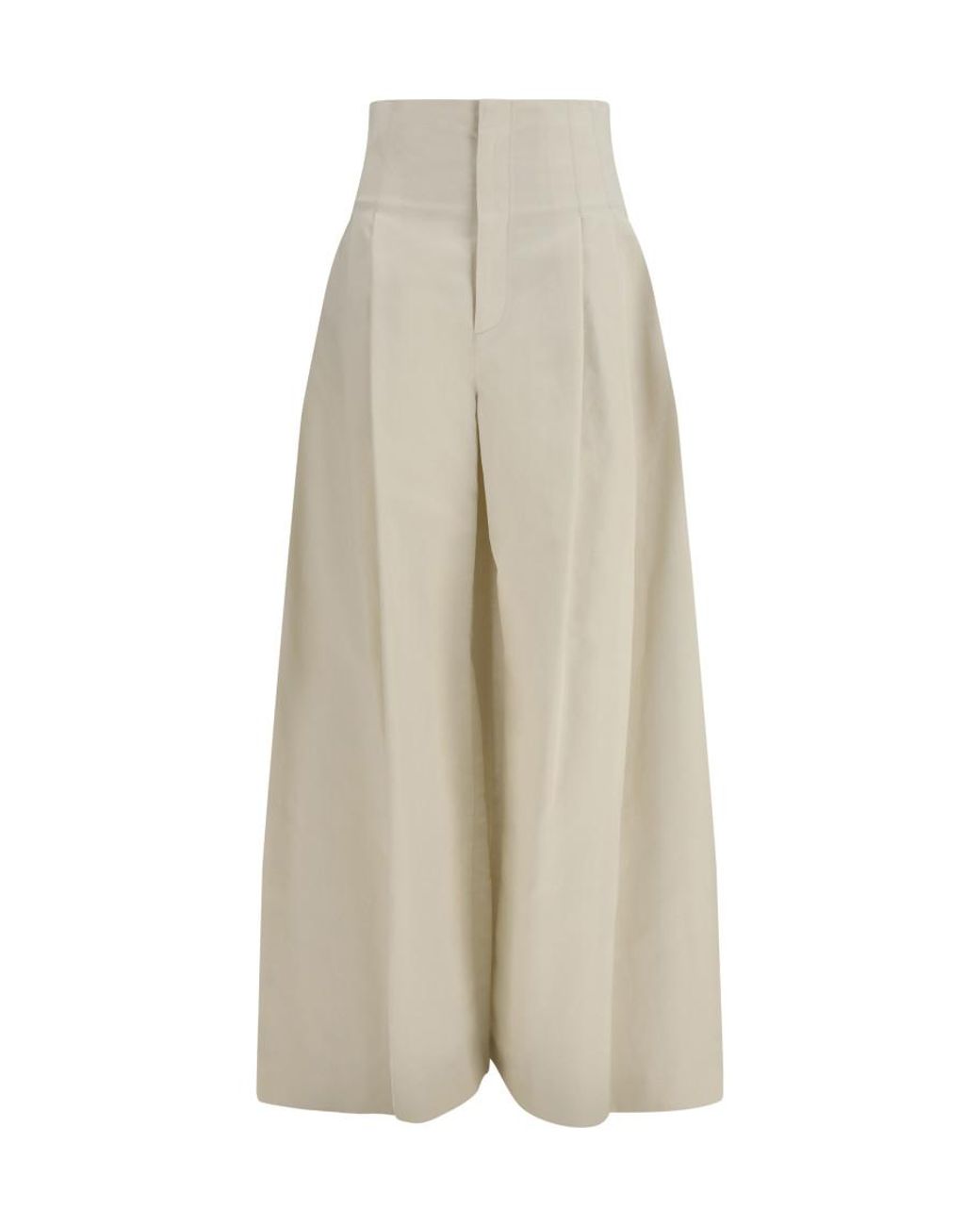 Brunello Cucinelli White Flared Pleated Pants