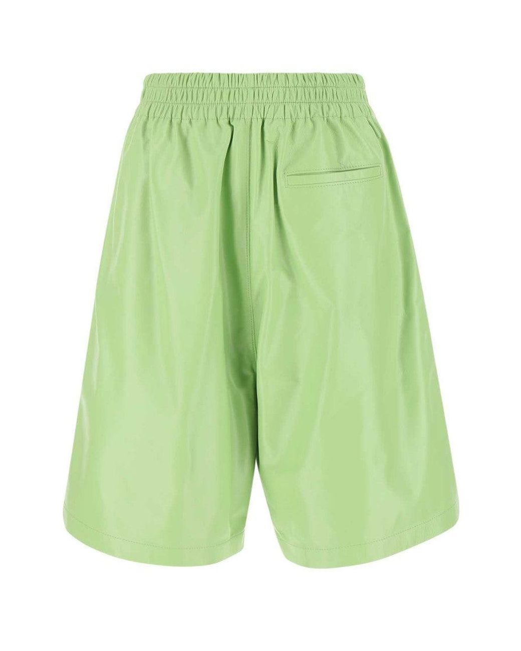 Bottega Veneta Green Pastel Leather Shorts