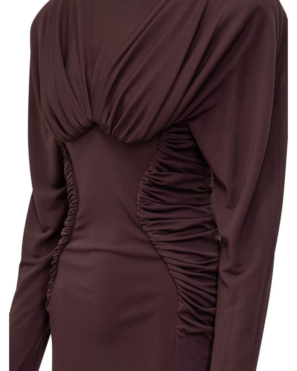 Stella McCartney Purple Solid Cowl Neck Mini Dress