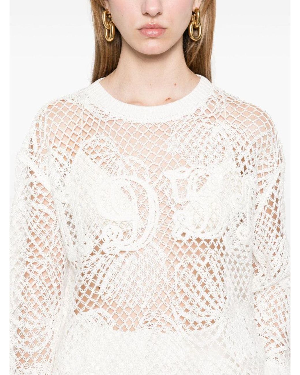 Max Mara White Embroidered Cotton Top