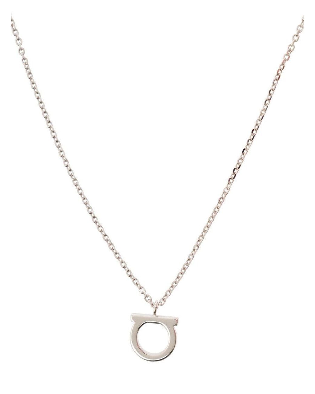 Ferragamo White Colored Necklace With Gancini