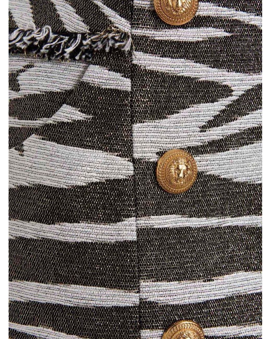 Balmain Gray Animal Print Mini Skirt
