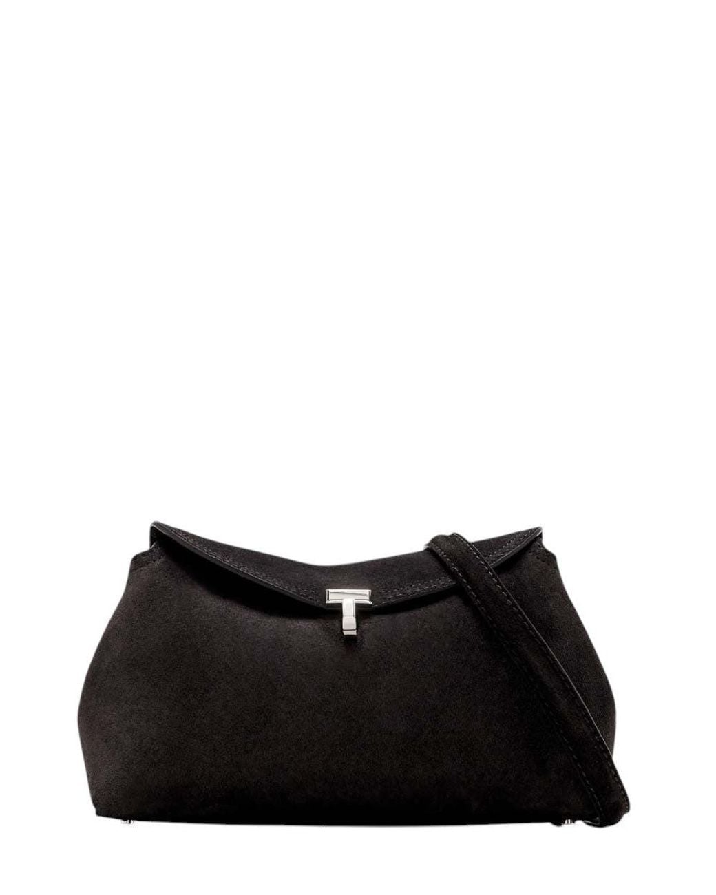 Totême Black Espresso T-Lock Clutch