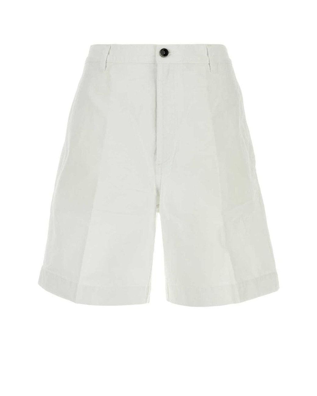 Nine:inthe:morning White Solid Bermuda Shorts for men