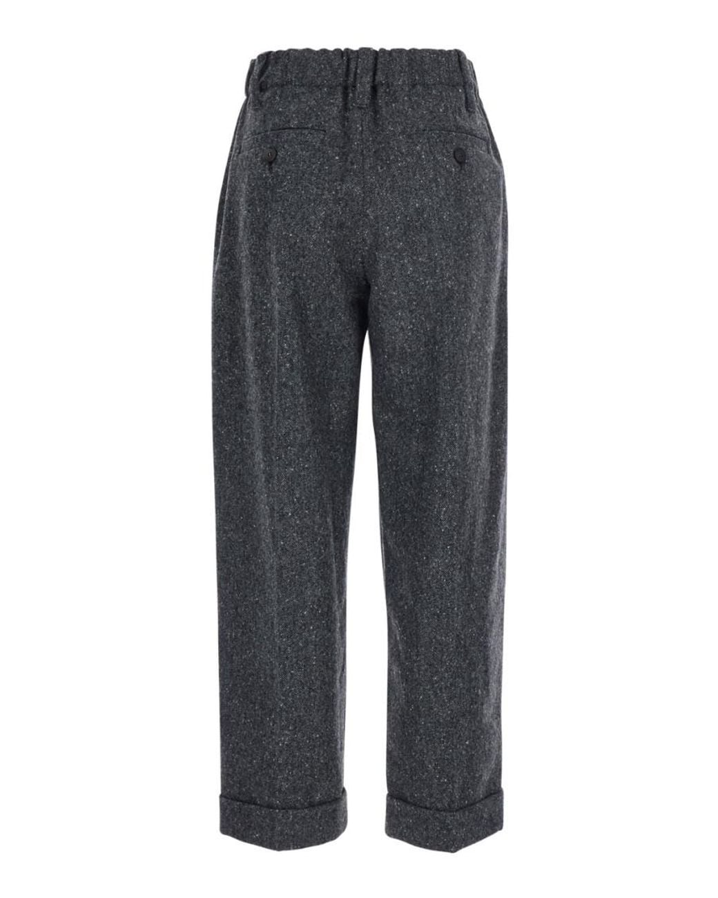 Brunello Cucinelli Gray Regular Pleated Pants