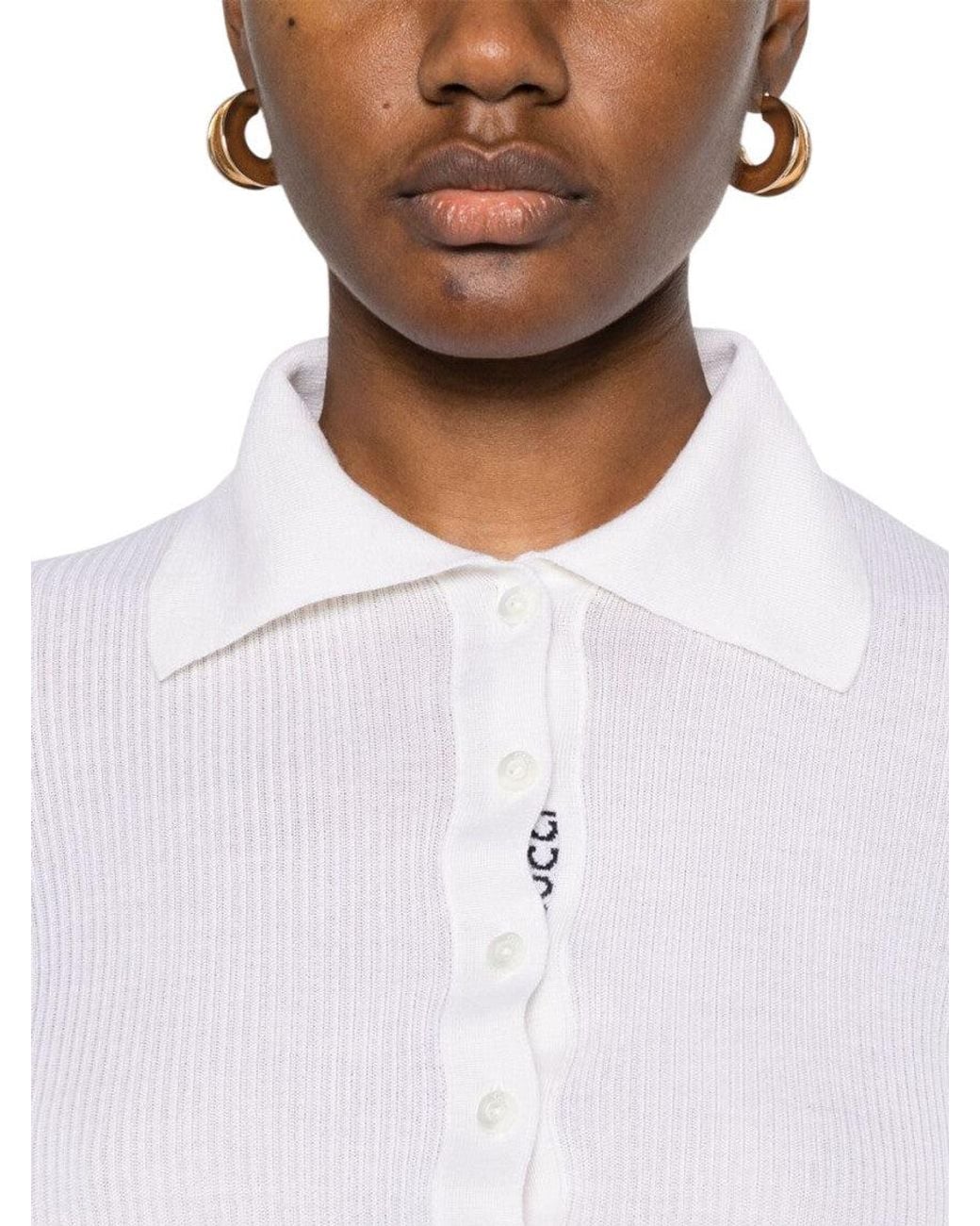 Gucci White Solid Shirt Collar Polo