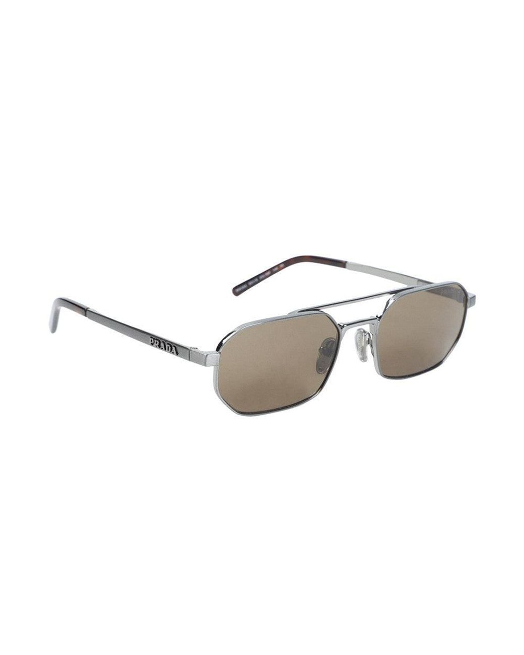 Prada Gray Geometric Sunglasses for men