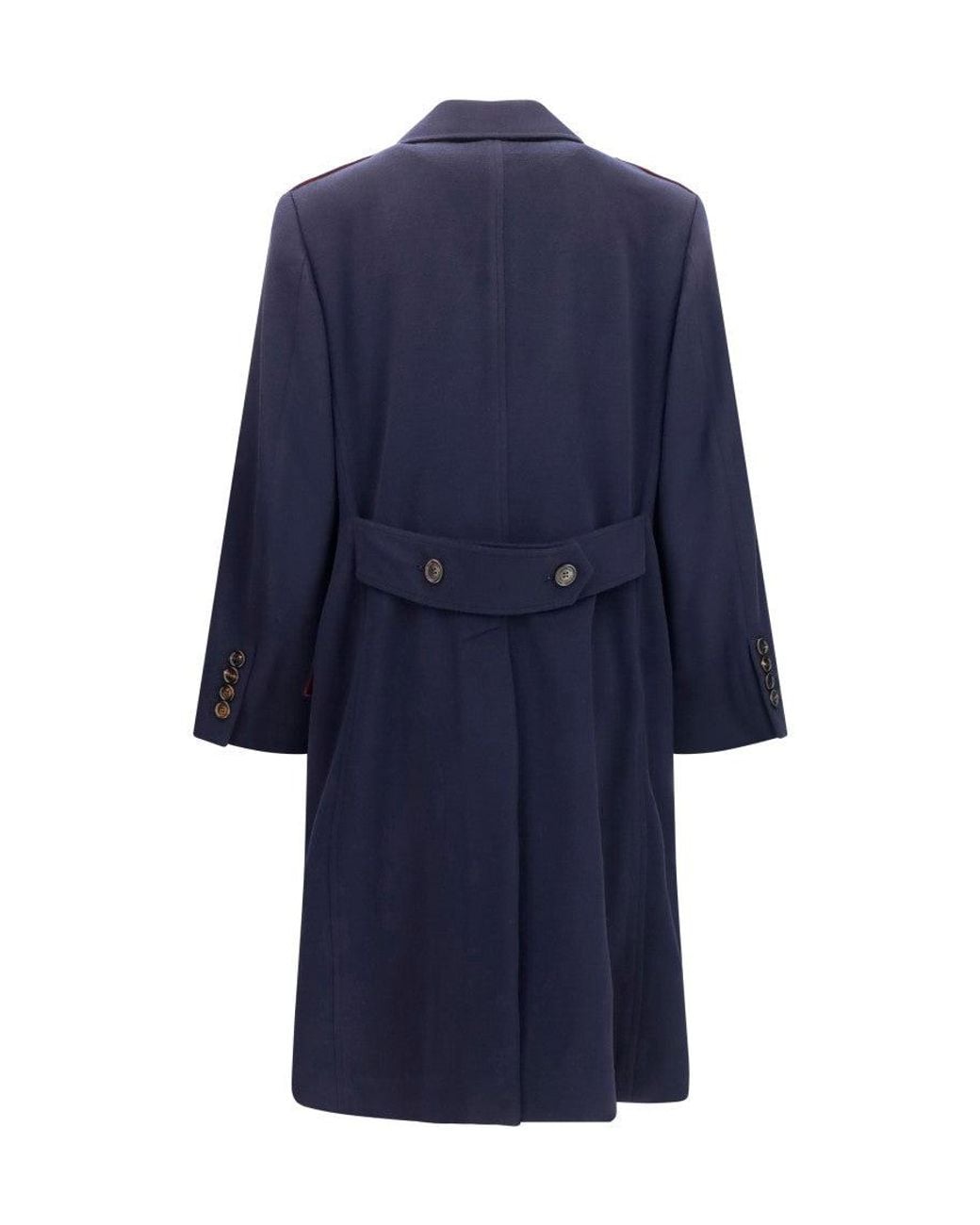 Brunello Cucinelli Blue Peaked Lapel Coat for men