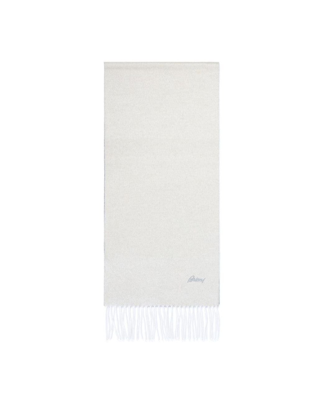 Brioni White Reversible Solid Scarves for men