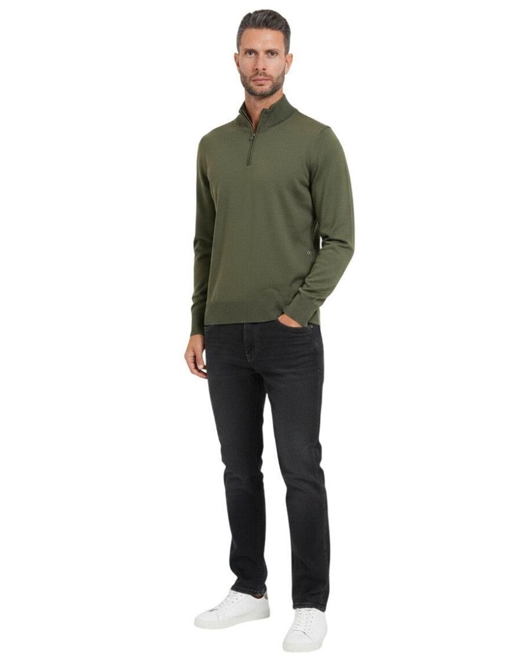 Boss Green Solid Half Zip Sweater for men