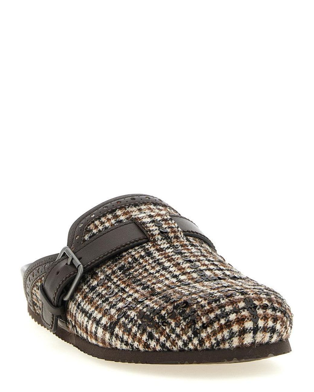 Brunello Cucinelli Brown Checks Mules