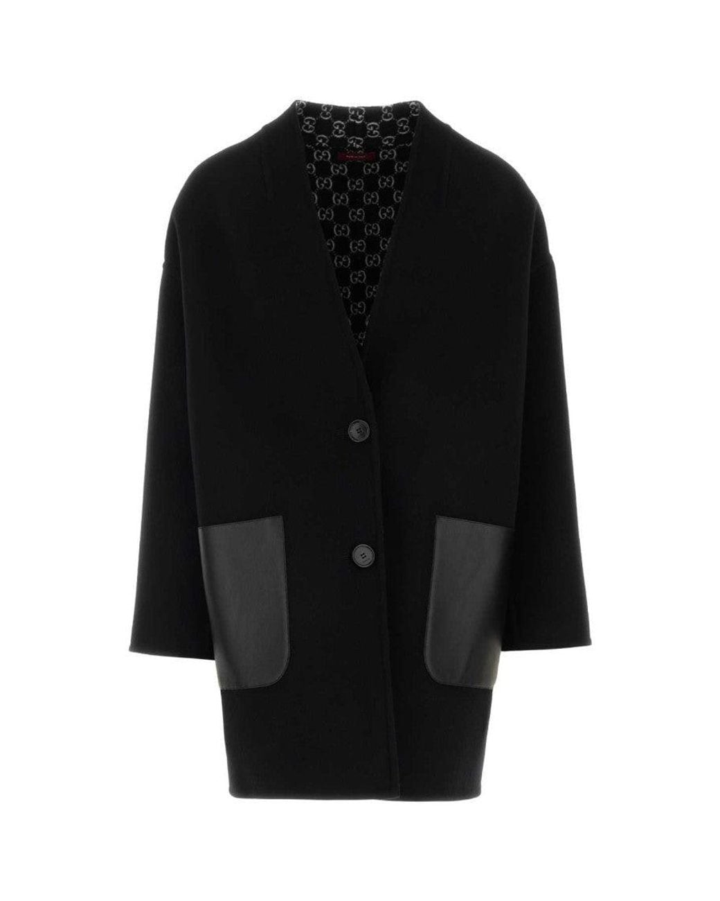 Gucci Black Wool Blend Reversible Coat