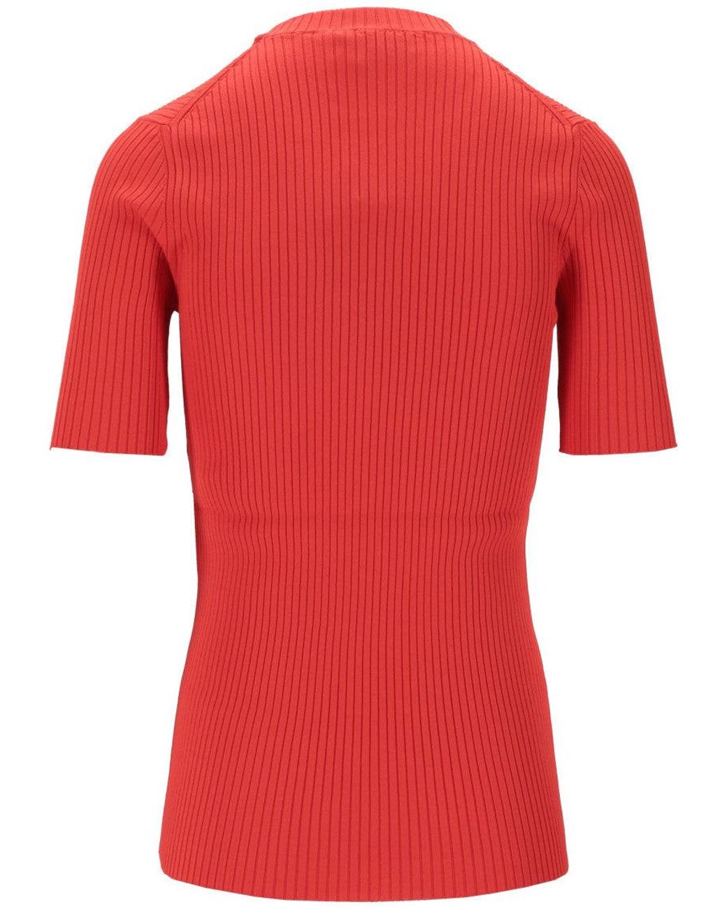 Stella McCartney Red Crew Neck Ribbed T-Shirt
