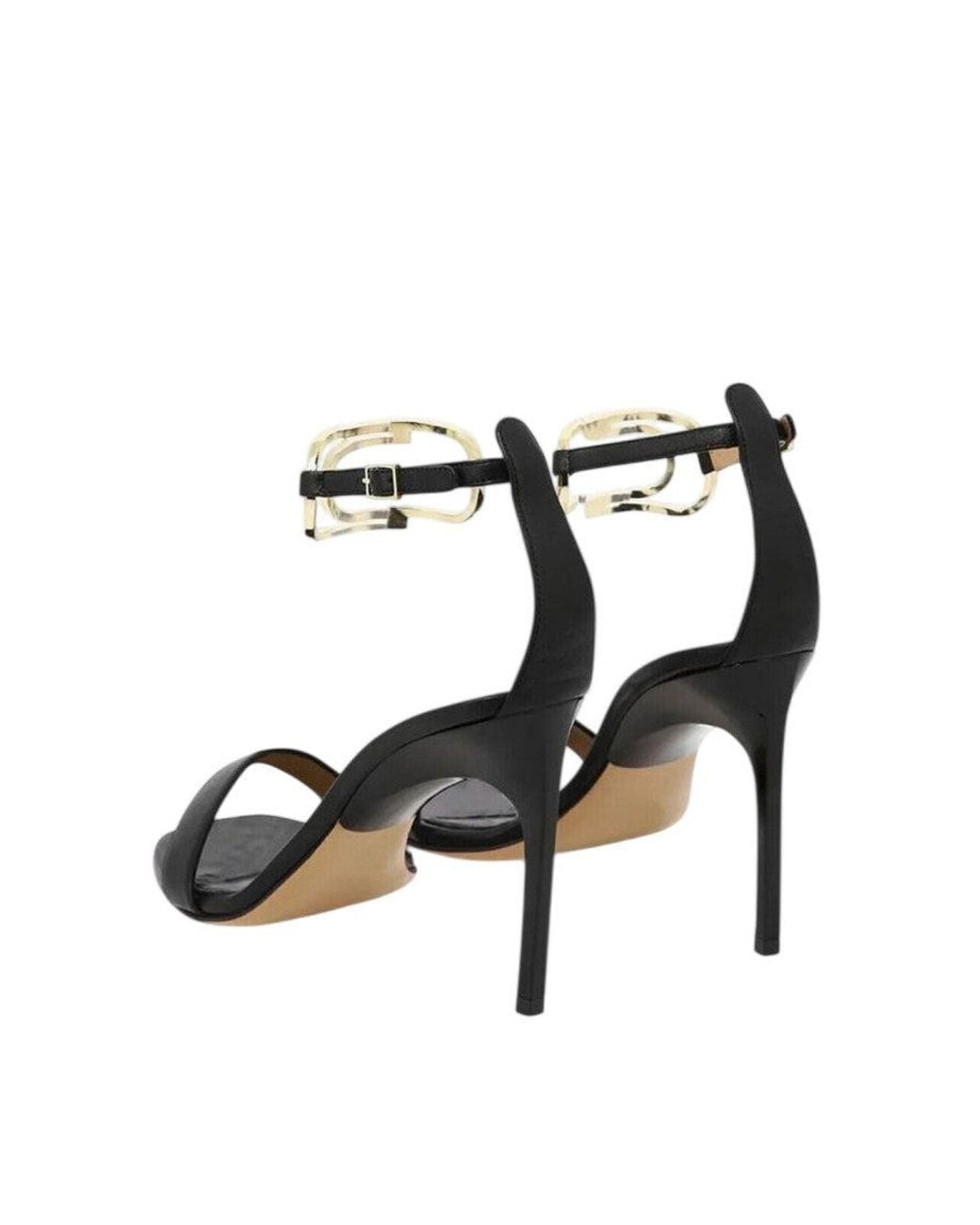 Off-White c/o Virgil Abloh Black Leather Ankle Strap Heels
