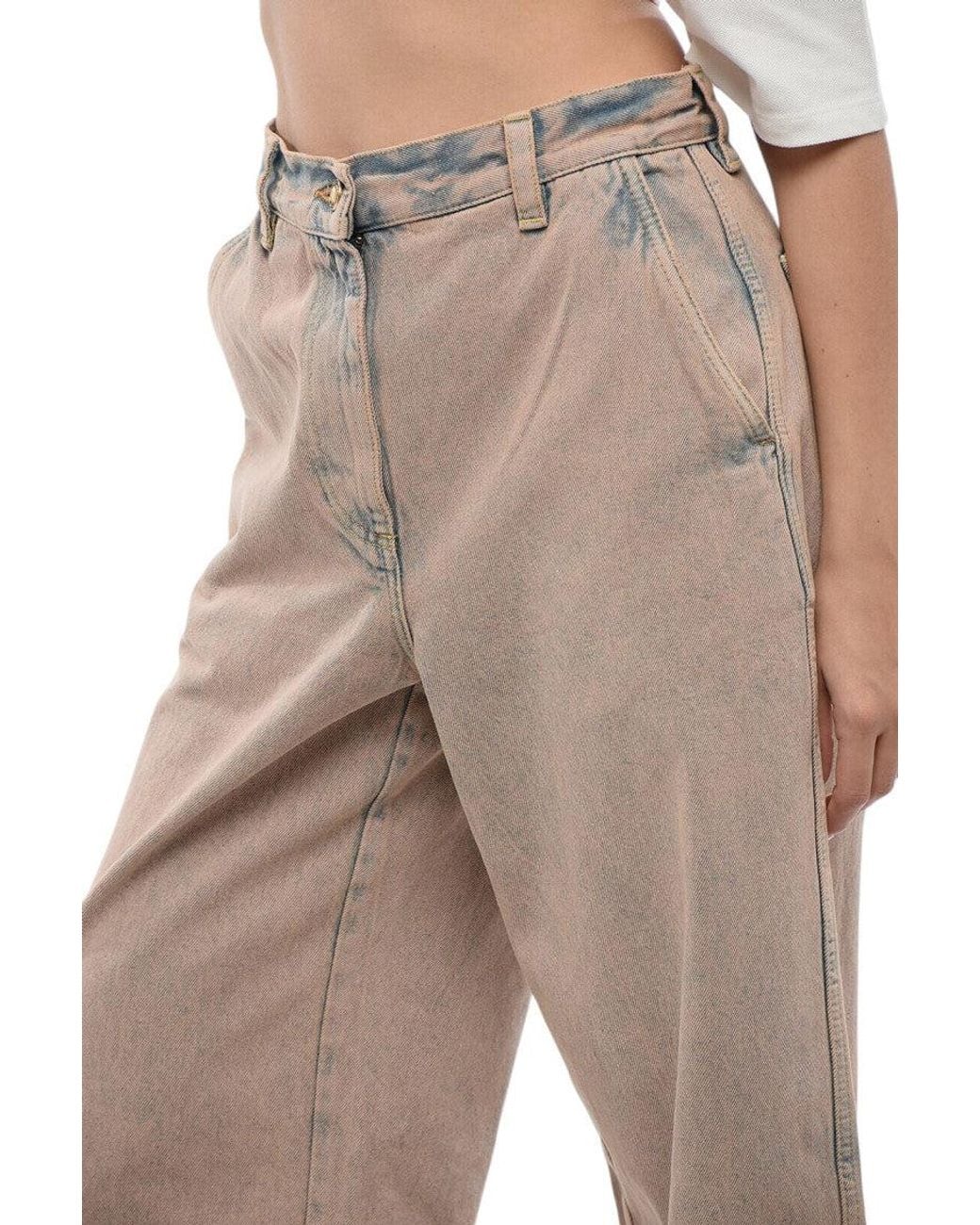 Palm Angels Natural Wide High Rise Jeans