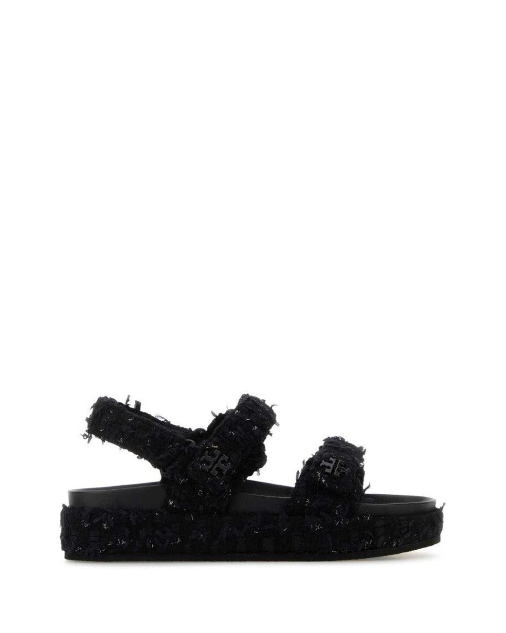 Tory Burch Black Textured Sandals