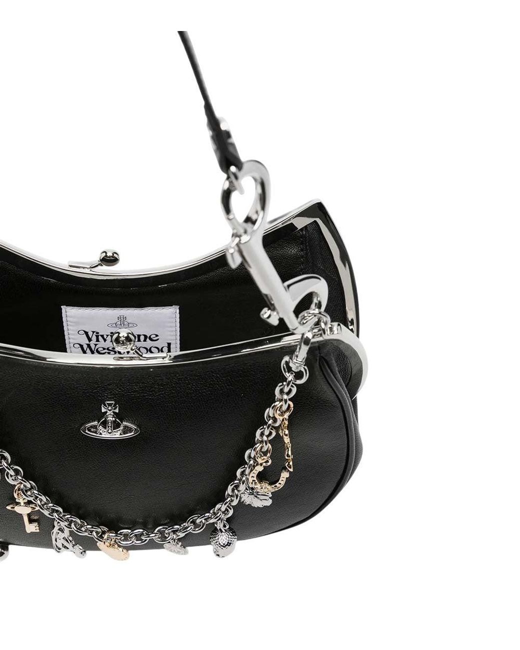 Vivienne Westwood Black Charm Frame Small Shoulder Bag