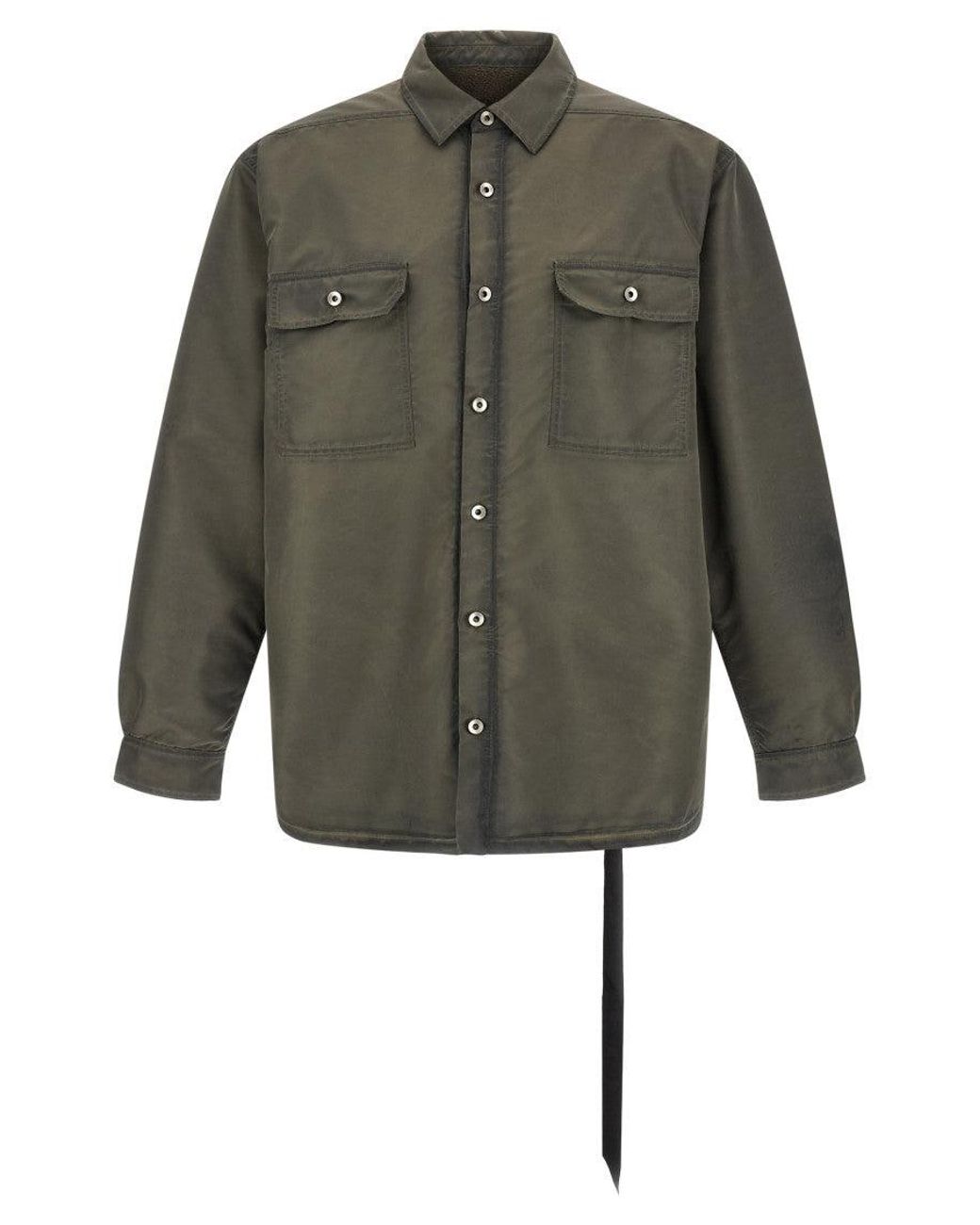 Rick Owens Green Solid Shirt Jacket for men