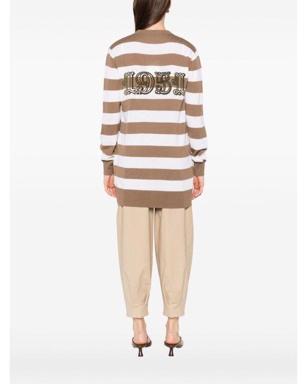 Max Mara Brown Striped Button-Fastening Cardigan