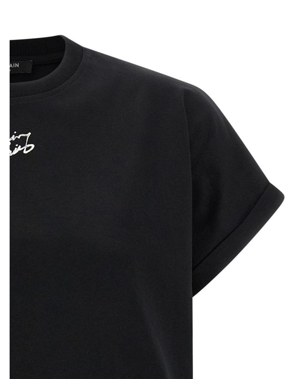 Balmain Black Cropped T-Shirt