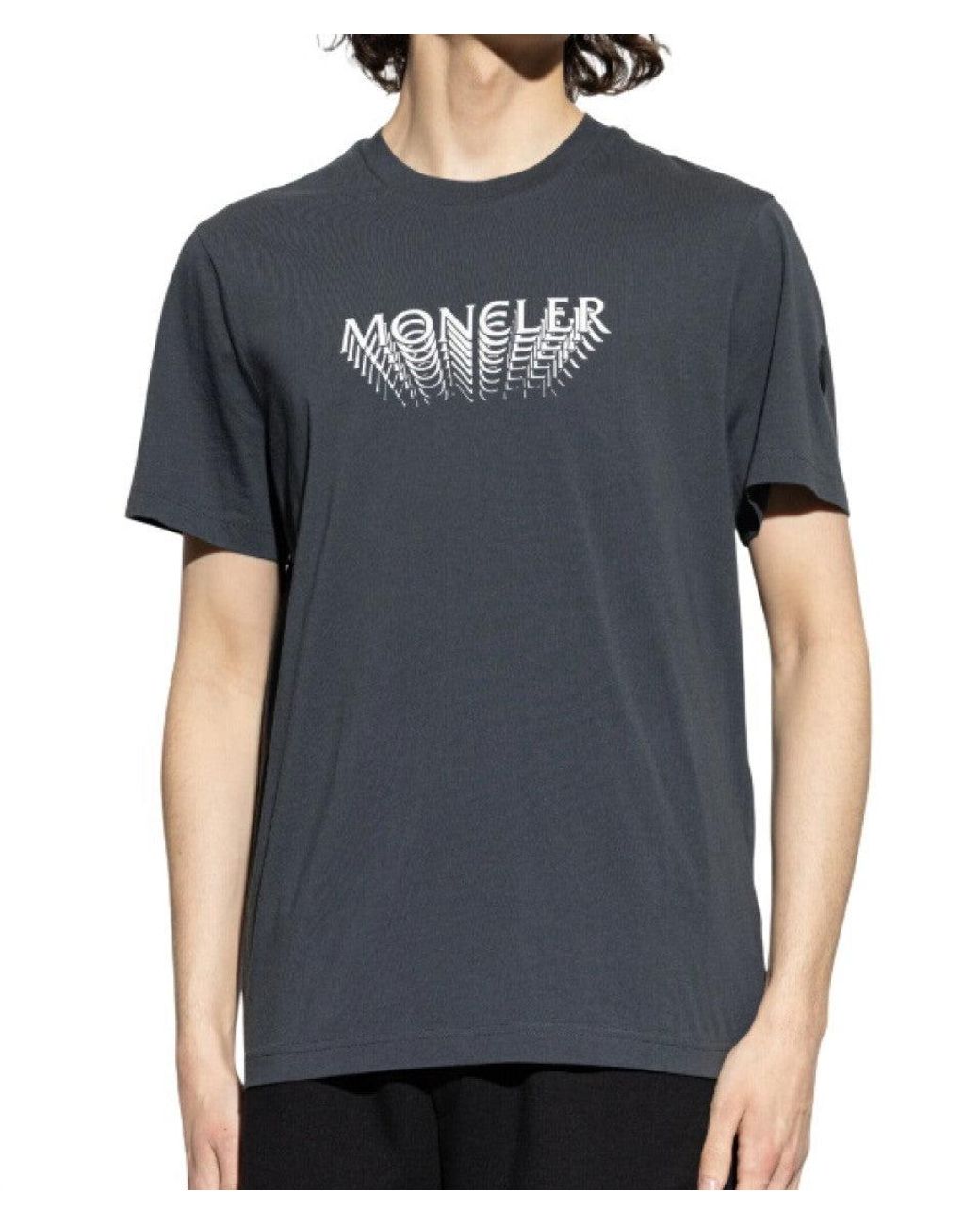 Moncler Blue Crew Neck T-Shirts for men