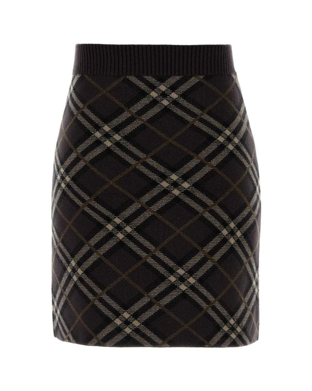 Burberry Black Check Pattern Mini Skirt