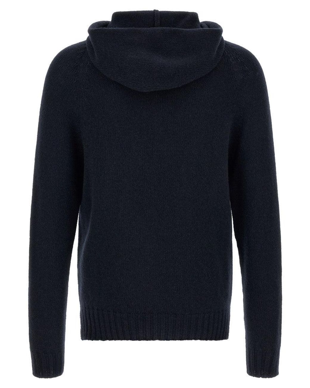 Ma'ry'ya Blue Relaxed Knitted Hoodie for men