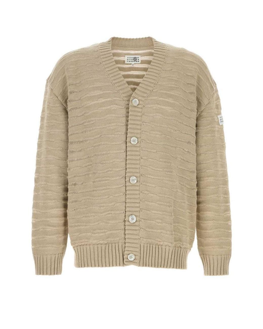 MM6 by Maison Margiela Natural V Neck Cardigans for men