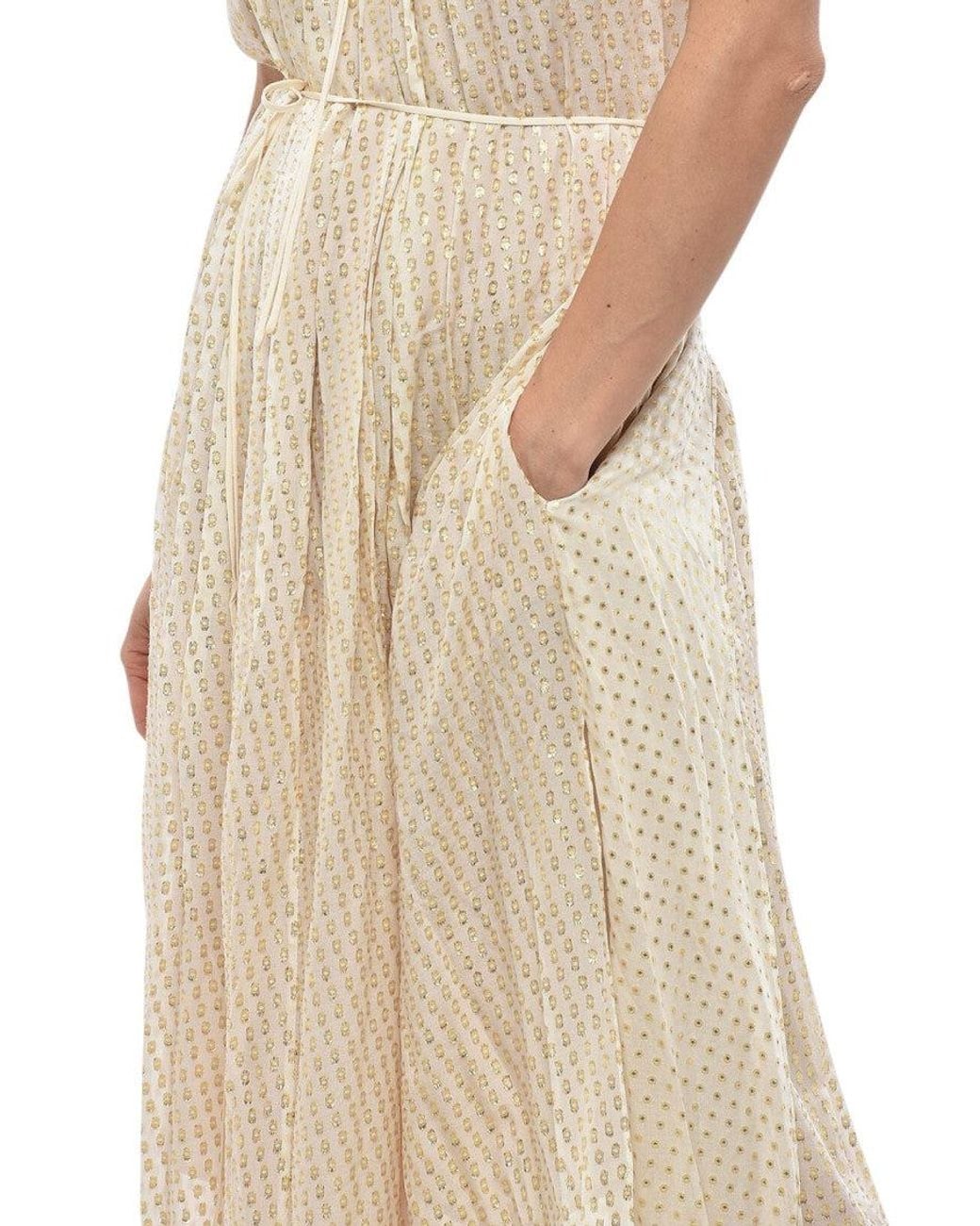 Stella McCartney Natural Textured Scoop Neck Midi Dress